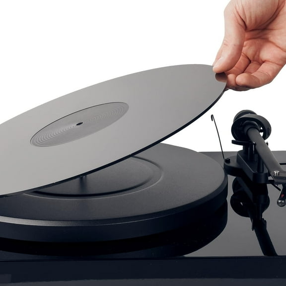 Hudson Hi-Fi Acrylic Turntable Mat - 11.75" Black Vinyl Record Mat - Precision Machined Turntable Platter Mat With Record Label Recess - See-Through for 12" Turntable Platters