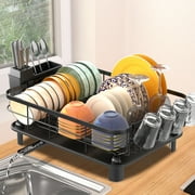 Dish Drying Rack, WLRETMCI Dish Drainer for Kitchen Counter, Large Dish Rack with Utensil Holder, Drainboard and Swivel Spout