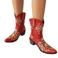 thumbnail image 5 of Mostsola Floral Embroidery Cowboy Boots for Women Snip Square Toe Ankle Boots Pull on Short Booties, 5 of 9