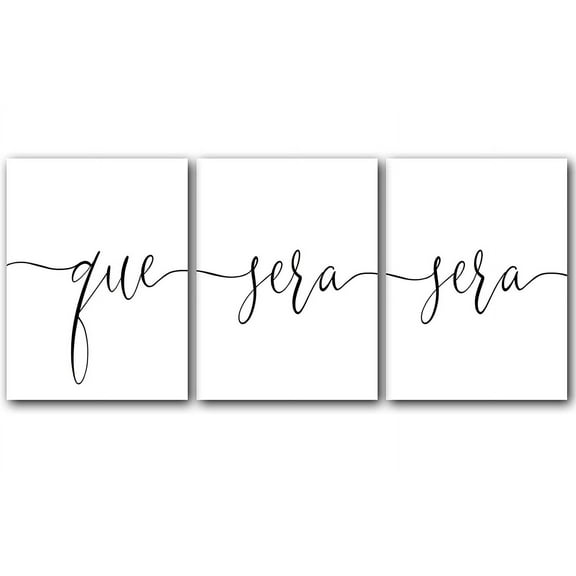 Que Sera Sera, Set of 3 Posters, Minimalist Art, Typography Art, Bedroom Wall Decor