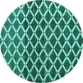 thumbnail image 1 of Ahgly Company Machine Washable Indoor Round Abstract Turquoise Blue Modern Area Rugs, 3' Round, 1 of 4