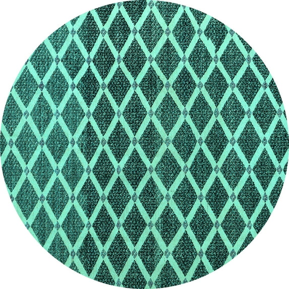 Ahgly Company Machine Washable Indoor Round Abstract Turquoise Blue Modern Area Rugs, 3' Round