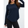thumbnail image 5 of Women Workout Tops Solid Color Long Sleeve Yoga Athletic Shirt for Sports Gym Running Activewear, 5 of 9