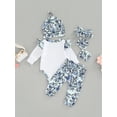 thumbnail image 4 of Coming Home Outfit for Baby Girl Long Sleeve Romper Floral Pants Set with Hat Gloves Newborn Preemie Fall Clothes, 4 of 9