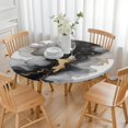thumbnail image 3 of Black Gray Gold Marble Pattern Round Fitted Tablecloth with Elastic Edge,Dining Table Cover Waterproof,Outdoor Round Tablecloth for Camping,Dining,Indoor and Outdoor, 3 of 7