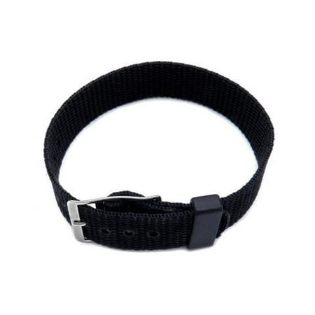 Nylon One Piece Slip Thru 18mm Black Watch Strap