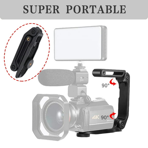 GENS Portable Camcorder Stabilizer - U-Shape Handheld Foldable Stabilizer 1/4-20 Thread Interface - Handle Grip for DSLR Digital Mirrorless Camera Camcorder GoPro Action Camera Youtube Vlog