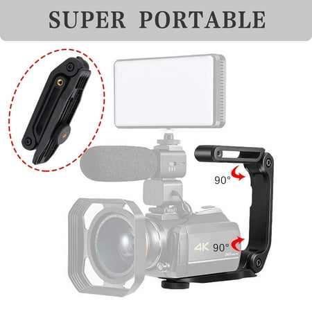 GENS Portable Camcorder Stabilizer - U-Shape Handheld Foldable Stabilizer 1/4-20 Thread Interface - Handle Grip for DSLR Digital Mirrorless Camera Camcorder GoPro Action Camera Youtube Vlog