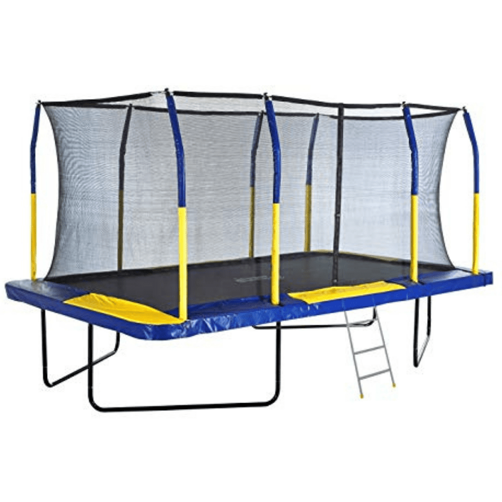Outdoor Heights Rectangular Kids Trampoline with Safety Net & Fiber