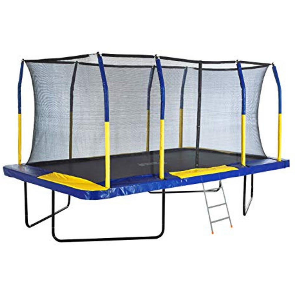 Outdoor Heights Rectangular Kids Trampoline with Safety Net & Fiber Flex Enclosure Ring & Bonus Ladder - 9ft x 15ft - image 1 of 6