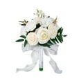 thumbnail image 4 of Dama de honor nupcial sosteniendo ramo de centro de mesa Dama de honor sosteniendo ramo artificial falso Blanco, 4 of 9