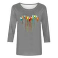 thumbnail image 4 of EQWLJWE Manches 3/4 pour Femmes Décontracté Chic Mode Féminine Manches Trois-Quarts Col Rond Rétro Imprimé Haut Ample Blouse Manches Trois-Quarts Vêtements d'Automne pour Femmes, 4 of 6