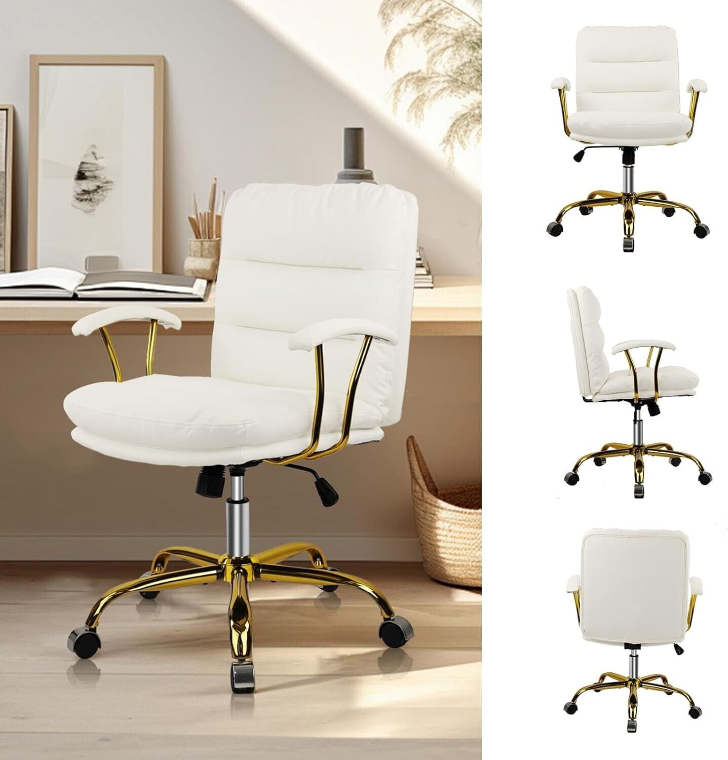 Ergonomic Home Office Desk Chair Comfortable Leather Computer Chairs for Bedroom