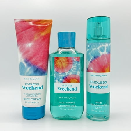 Bath and Body Works Endless Weekend Body Cream, Shower Gel and Fine Fragrance Mist 3-Piece Bundle