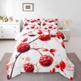 thumbnail image 2 of YST Red Fruit Twin Comforter Set,Geometric Raspberry Soft Quilt for Girls,Kids Teens Ombre Botanical Room Decor Bedding Set,Watercolor Pastel Down Comforter with 1 Pillow Cover,Red White, 2 of 5