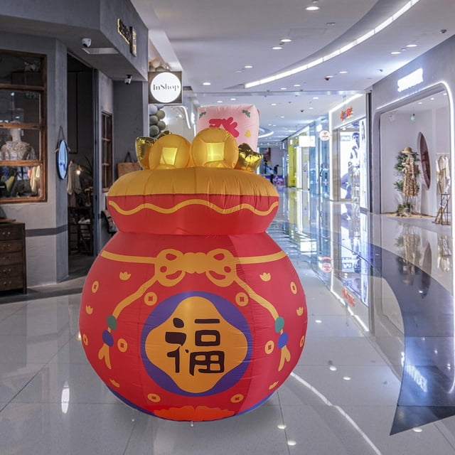 Bolsa de inflable para año Nuevo chino, decoración de año Nuevo, suministros novedosos para fiestas, adorno navideño con LED incorporado