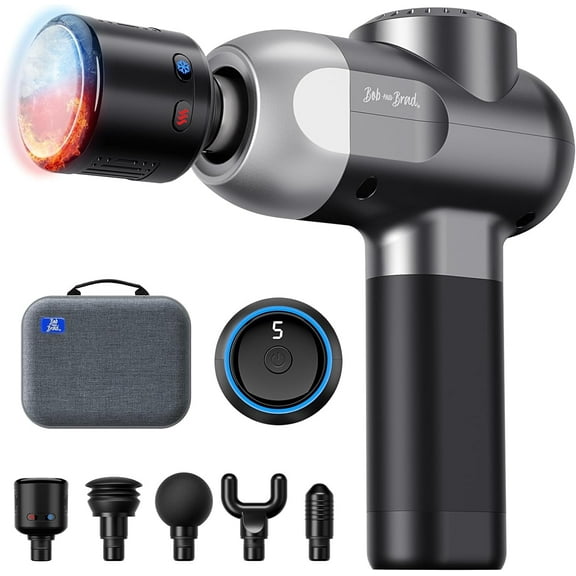 Massage Gun with Heat and Cold Therapy - BOB AND BRAD C2 Pro Deep Tissue Percussion Muscle Massager with 5 Speeds   5 Heads