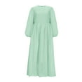 thumbnail image 6 of Zedker Womens 2025 Casual Midi Maxi Dresses Lightweight Long Sleeve Crew Neck Elastic Waist Dress, Plus Size GreenXL, 6 of 7