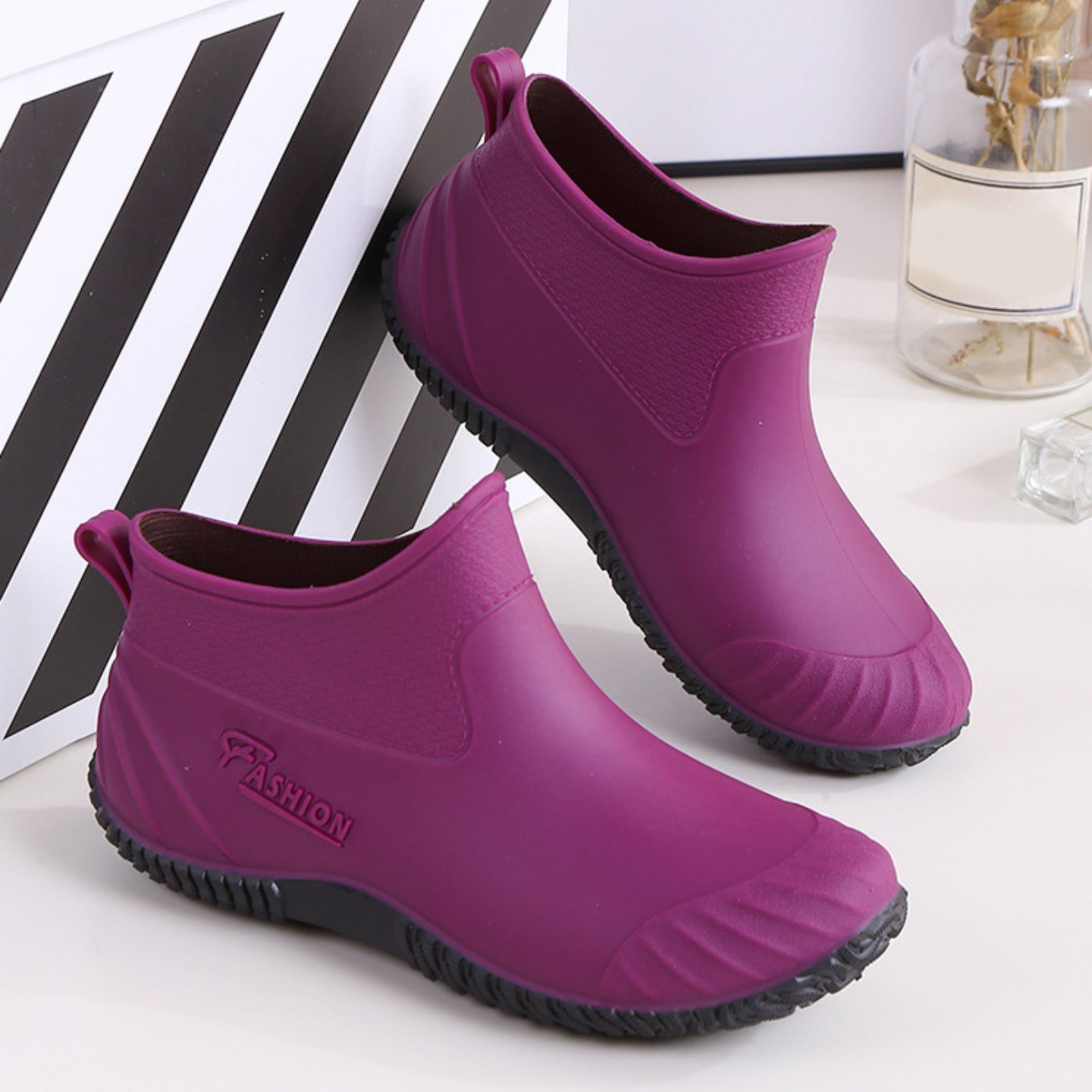 Woman Rain Shoes Rain Shoes for Women Outdoor Waterproof Women's Ankle Lace Up Rain Boots for Women Garden Boots Shoes Women Boots Women New Styles 6.50