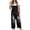 Black, variant on Gpoecd Denim Jumpsuit for Women Fashion Casual Solid Color Distressed Loose Wide Leg Suspenders Wide Leg Pants for Women Dark Blue,S