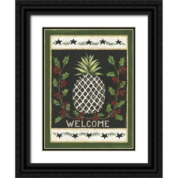 Shamp, Cindy 25x32 Black Ornate Wood Framed with Double Matting Museum Art Print Titled - Welcome Pineapple