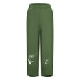 thumbnail image 4 of Diufon Women's Capri Trouser Summer Cotton Linen Crossover Bottom Pants Solid Color Print Casual Pant (Large, Green), 4 of 5