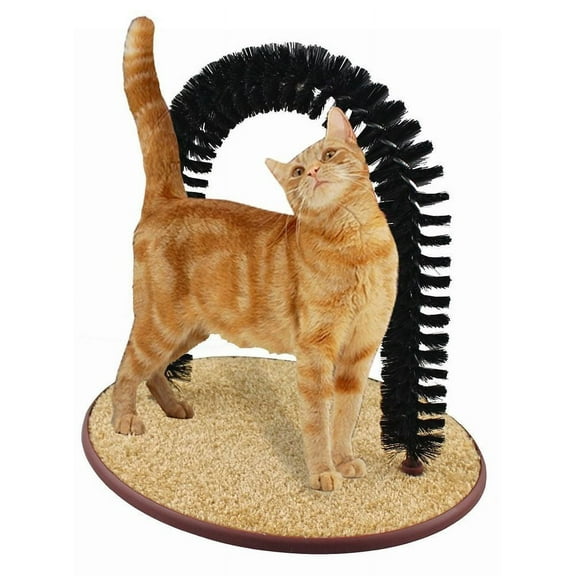 Cat Grooming Arch with Catnip – Self Scratching Post & Massager for Shedding Control