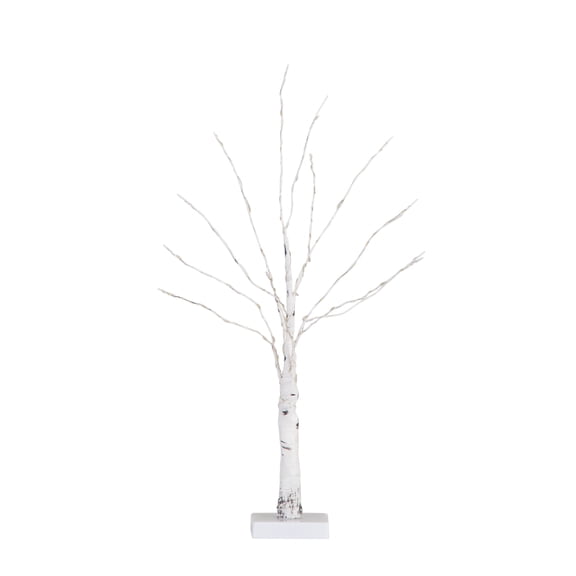 Nearly Natural 2ft. Pre-Lit Artificial White Birch Tree with 60 Warm White LED Lights