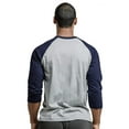 thumbnail image 3 of DailyWear Mens Casual 3/4 Sleeve Plain Baseball Cotton T Shirts NV/LT.GR, XLarge, 3 of 4