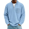 thumbnail image 3 of HomeDM Men's Quarter Zip Sweatshirts Corduroy Stand Collar Casual Pullover Tops Long Sleeve with Pockets, 3 of 9