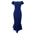thumbnail image 3 of Jdlsppl Women's Formal Dress Slim Fit Off the Shoulder Ruffle Mermaid Cocktail Party Wedding Guest Bodycon Dinner Evening Long Fishtail Dresses Royal Blue 6, 3 of 3