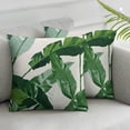 thumbnail image 3 of nygtbtfer Pack of 2 Tropical Leaves Throw Pillow Cover Decorative Linen Burlap Square Outdoor Cushion Cover Pillow Case for Car Sofa Bed Couch  White, 3 of 7