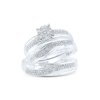 Sterling Silver His Hers Round Diamond Cluster Matching Wedding Set 1/2 Cttw