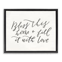 Stupell Industries Bless This Home Typography Inspirational Painting Black Floater Framed Canvas Art Print Wall Art, 31 x 25