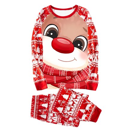 

Christmas Pajamas for Family Parent-Child Outfit Winter Fall Fawn Print Long Sleeve Top Pants 2 Piece Out Out Home Matching Homewear Pajama Sets