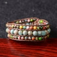 thumbnail image 2 of GHSDFBB Boho Handmade Natural Stone Bead 3 Row Wide Wrap Wrist Statment Bracelet Jewelry Collection, 2 of 6