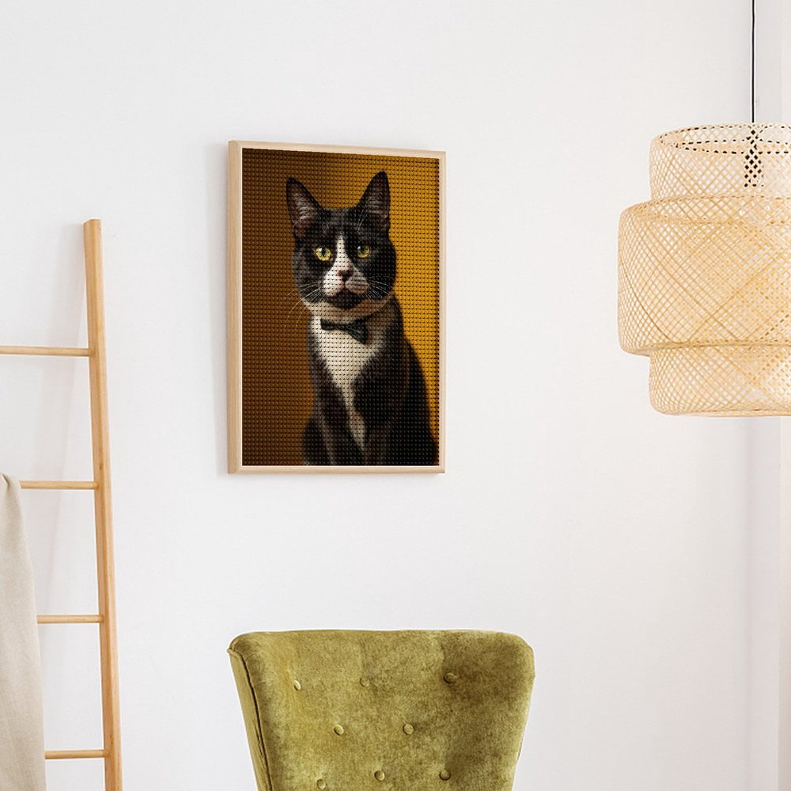 Diamond Art Kits for Adults - Black And White Tuxedo Cat Bowtie 5d Diamond Painting for Adults, Diamond Art for Adults Beginners, Frameless Diamond Painting Kits for Adults for Home Wall Decor