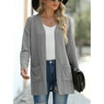 thumbnail image 4 of JWD Women's Cardigan Slim Fit Ribbed Cardigan Knitted Sweater with Pockets Dark grey L, 4 of 9