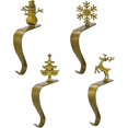 thumbnail image 1 of Paquete de 4 medias navideñas en forma de S Ganchos, ganchos de decoración navideña, ganchos de chimenea navideña - Bronce Pxcl--, 1 of 5