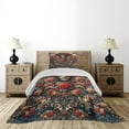 thumbnail image 3 of Ambesonne Leopard Quilted Coverlet 2 Pcs, Rich Rococo Style Roses, Twin Size, Dark Coral Caramel and Blue, 3 of 4