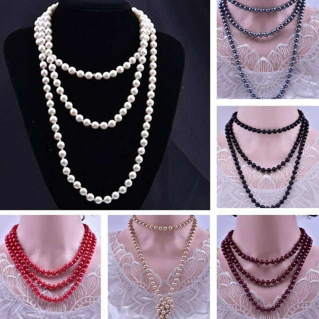 Meidiya 150cm Fashion Knot Simulated Pearl Necklace Tassel Multi-layer Long Chain Necklace Female Fashion Sweater Dress Accessories