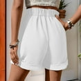 thumbnail image 3 of Htigea Shorts for Women Trendy Casual Elastic High Waisted Wide Leg Dressy Summer Shorts with Pockets White,XL, 3 of 6
