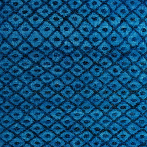 Ahgly Company Indoor Square Abstract Neon Blue Abstract Area Rugs, 5' Square