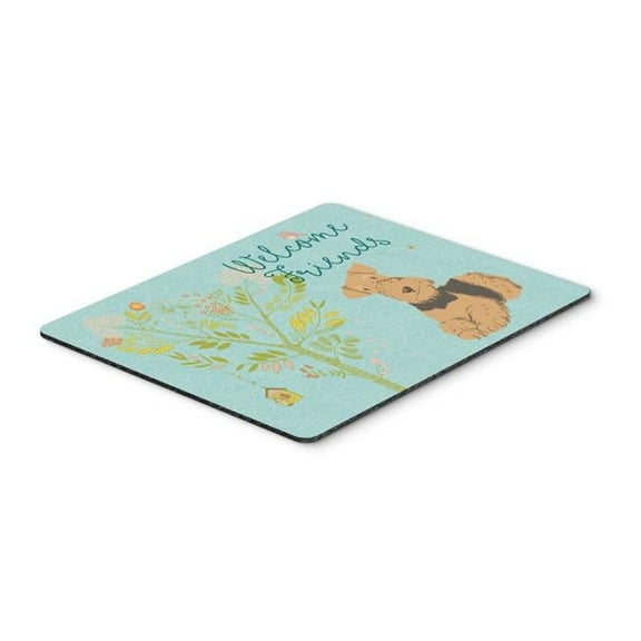 Carolines Treasures  Welcome Friends Airedale Terrier Mouse Pad, Hot Pad or Trivet