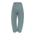 thumbnail image 5 of KHONTS Baggy Barrel Jeans for Women Y2k Striped Drawstring High Waist Straight Wide Leg Boyfriend Jeans Mom Denim Pants Blue L, 5 of 8