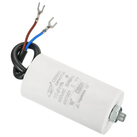 Uxcell CBB60 15uF Run Capacitor, AC450V 2 Wires 50/60Hz Cylinder with Screw 75x40mm