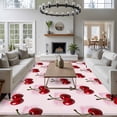 thumbnail image 3 of Pink Cherry Area Rugs 8'x10', Washable Small Throw Rugs for Living Room Patio, Farmhouse Watercolor Cherries Fruits Indoor Outdoor Rug Non-Slip Low Pile Carpet Runner Reversible Floor Mats, 3 of 8