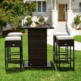 thumbnail image 1 of Costway Ensemble de 5 Pcs pour Patio en Rotin avec Table de Bar et Tabouret, Étagère de Rangement Dissimulée, Coussiné, 1 of 10
