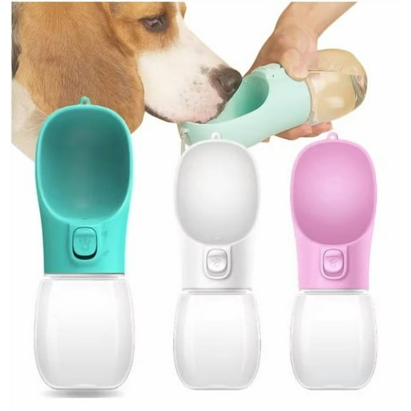 12 oz Green Portable Dog Water Bottle with Bowl Leakproof Pet on the Go Water Dispenser great for outdoor hiking travel, 350ml, 1 count