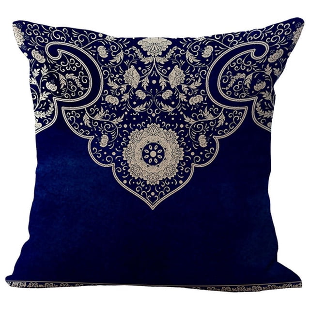 Funda de cojín de lino de algodón azul y blanco con diseño de alce floral, 18 x 18 pulgadas Scienceny JJ6714-04